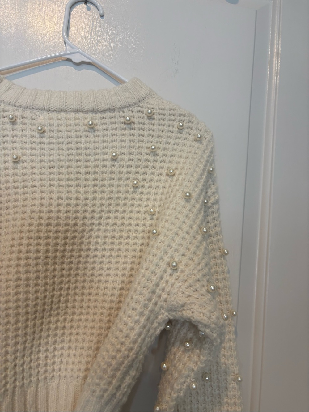 GUC- Altar’d State Cream Pearl-Embellished Women's Sweater, S - Picture 7 of 10